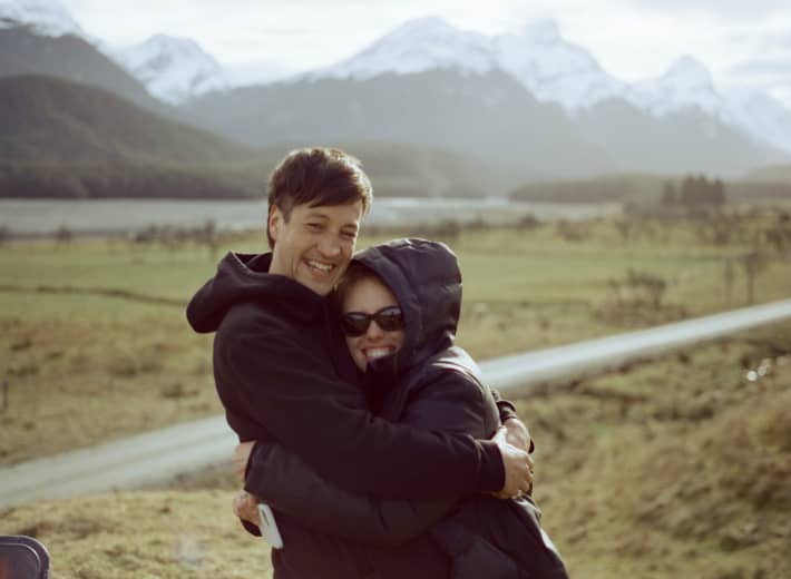 Marlon Williams and Ursula Grace Williams on set during filming of Ngā Ao E Rua - Two Worlds.
