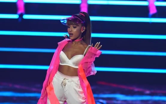 This file photo taken on August 28, 2016 shows US singer Ariana Grande performing during the 2016 MTV Video Music Awards at Madison Square Garden in New York.