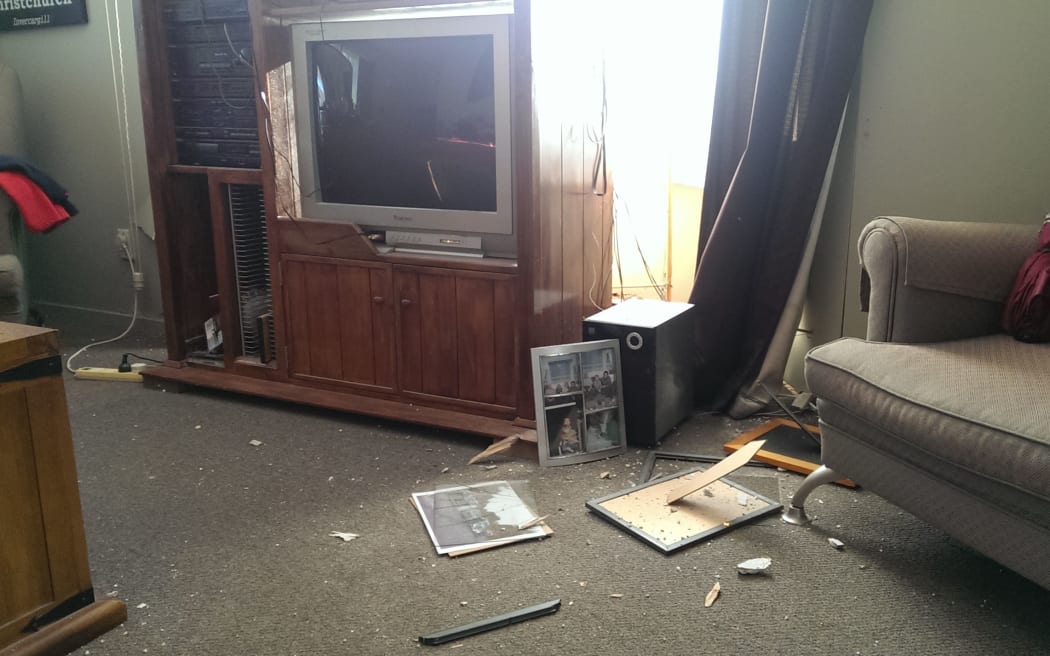 Damage at Caraletta Bongard's house in Ariki Place.