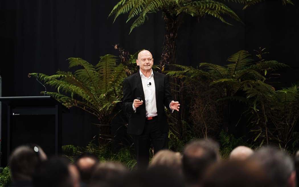 Auckland Airport’s commercial manager Mick Cottrell addressing attendees at this year’s TRENZ conference.