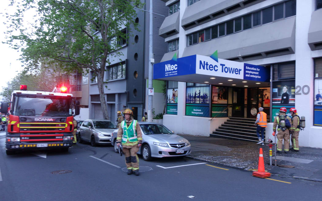 Firefighters attend the call-out in central Auckland.