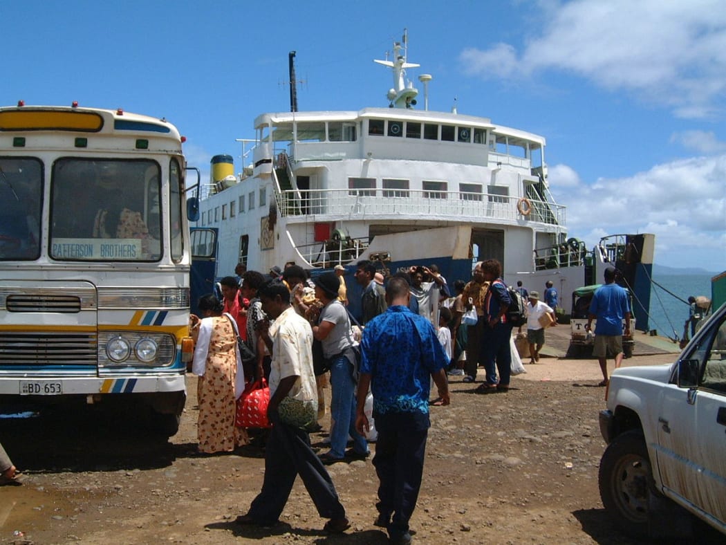 A bus ferry in dock at Nabouwalu Jetty