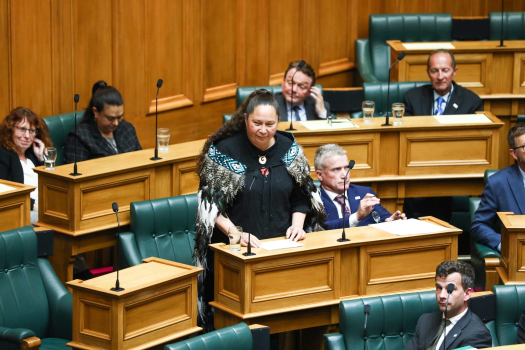 ACT MP Nicole McKee wears a korowai gifted to her by the Council of Licenced Firearms Owners