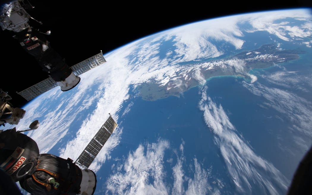 The International Space Station orbits above New Zealand