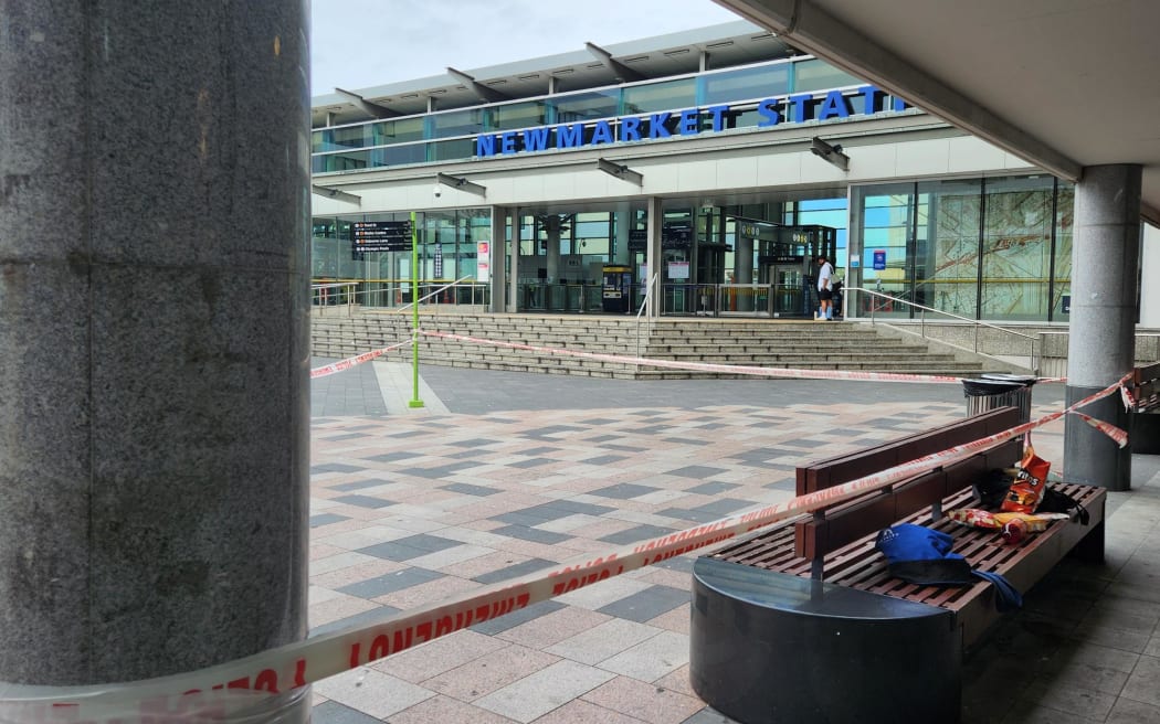 A bench has been taped off at Newmarket Train Station.