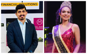 Jijo John (left) won the Best Community Male Nurse Award at the Mohanam 2026 community awards, while Revathy Maya was crowned Mrs Kerala NZ