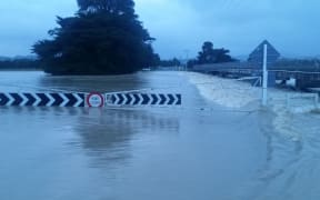 The flooded bridge at Backwater Rd en route to Martinborough