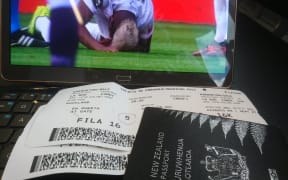 A shot of All Whites fan Dale Warburton's tickets as he heads to Lima for the second NZLvPER.