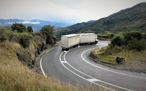 Truck on winding Takaka Hill