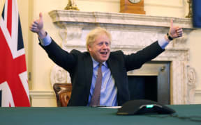 British Prime Minister Boris Johnson calls President of European Commission, Ursula von der Leyen via video link from the Cabinet room, in London, United Kingdom on December 24, 2020.