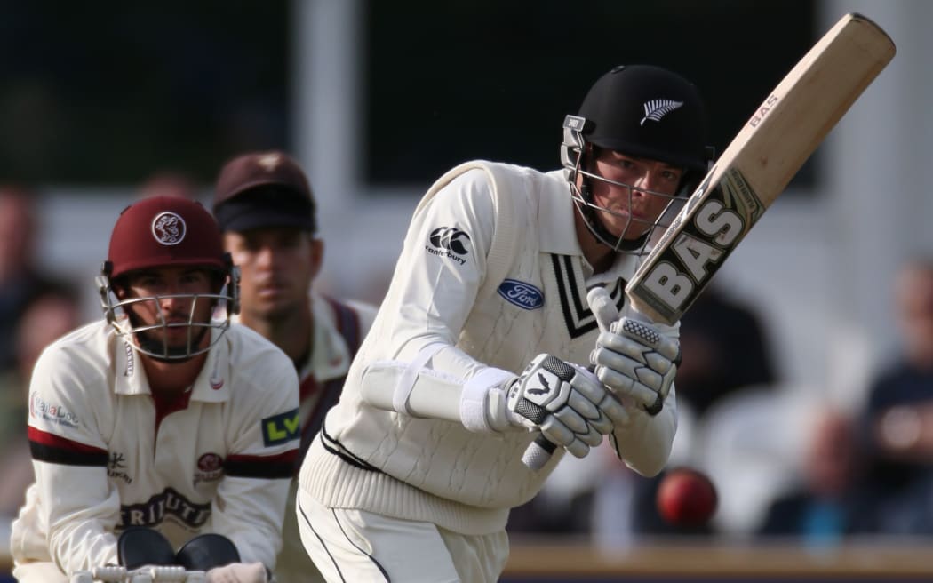 Mitchell Santner batting during the four day game between Somerset and a New Zealand XI.