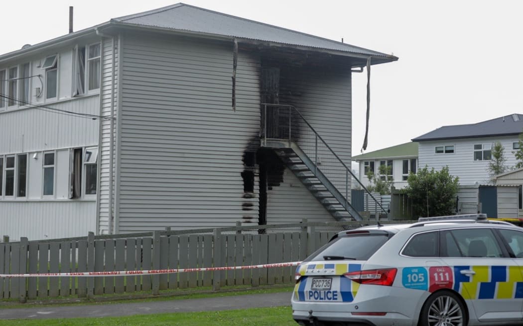Emergency services at the scene of a house fire on Hanson Grove in Lower Hutt's Stokes Valley on 5 November 2024.