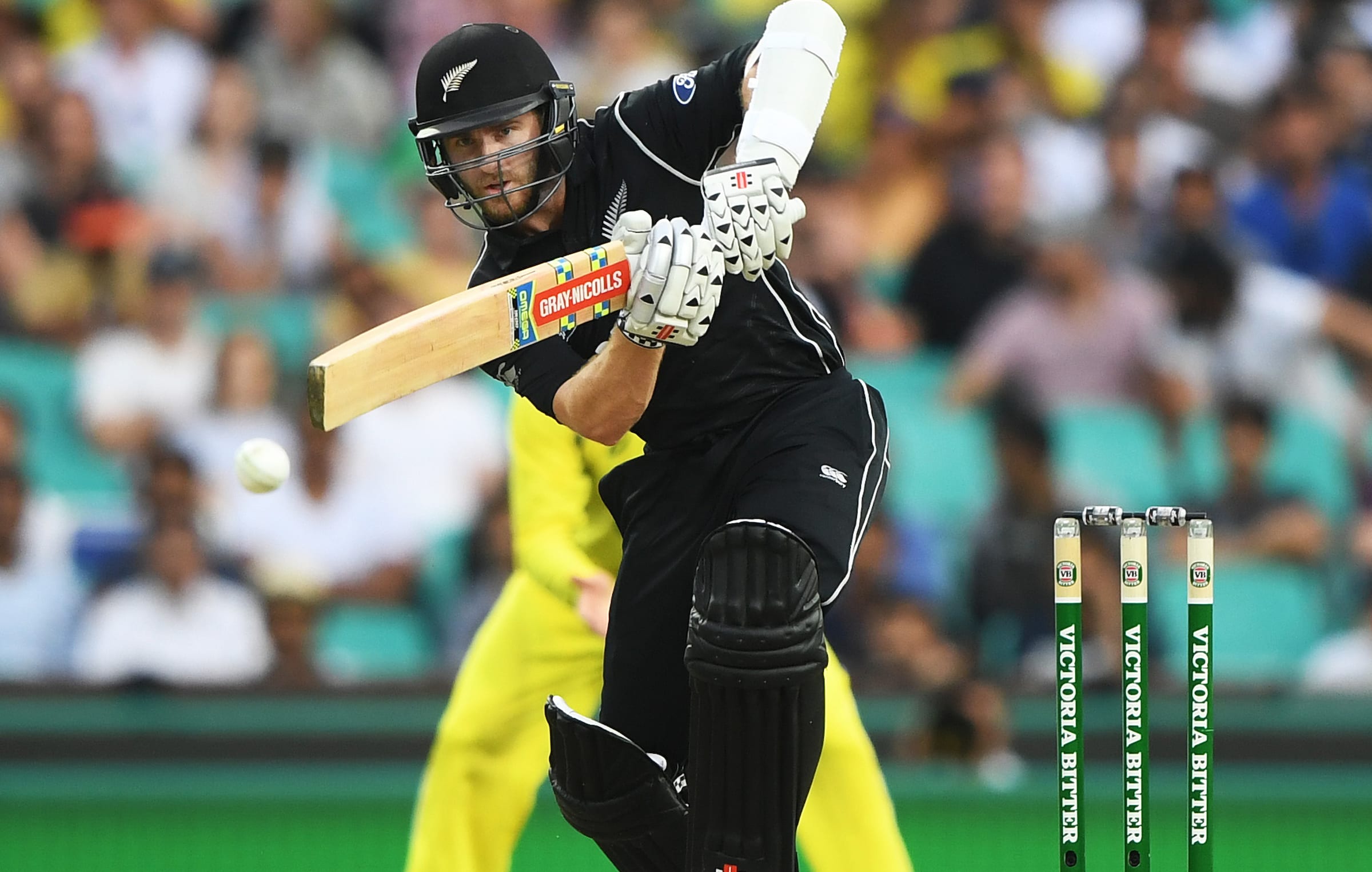 Kane Williamson bats for the Black Caps in the first ODI against Australia in Sydney on 4 December 2016.