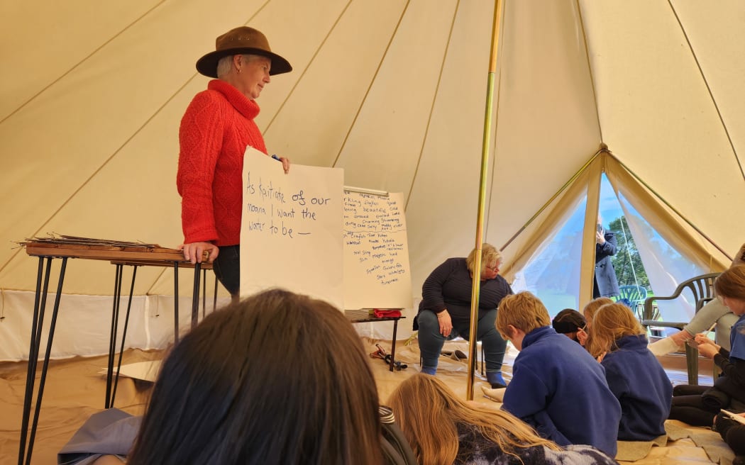 The children create a word bank after story-telling and hands-on science lessons centred around the moana of South Waiarapa