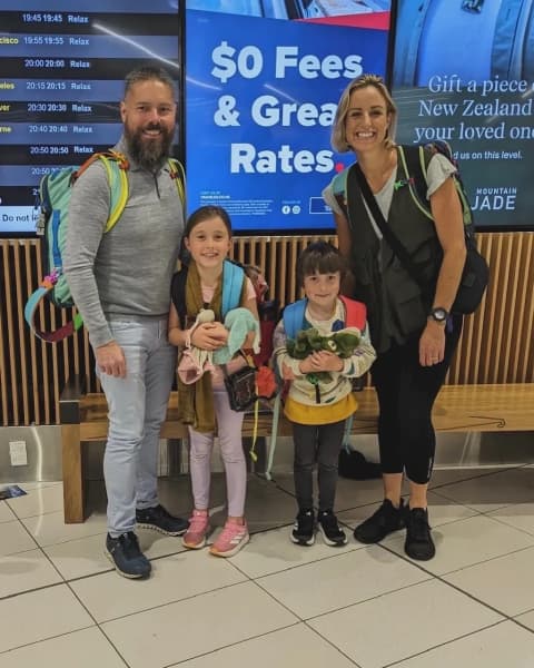 Ella Ewens, husband Darren and their children Isabella and Hugo.