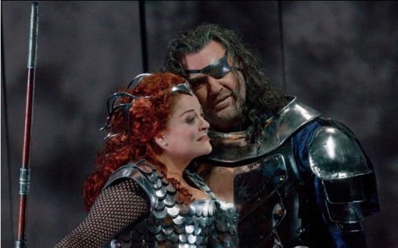 Met Opera Die Walkure Deborah Voigt (Brünnhilde) and Bryn Terfel (Wotan) 2011