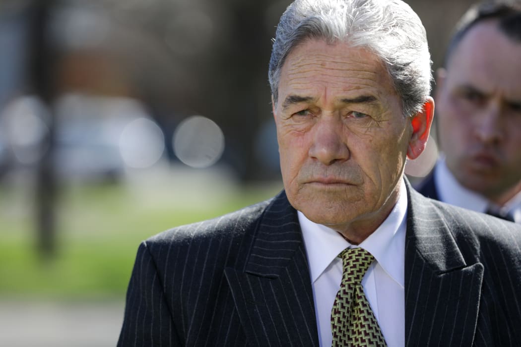 New Zealand First Party leader Winston Peters makes an election promise in Gore on 8 September, 2020.