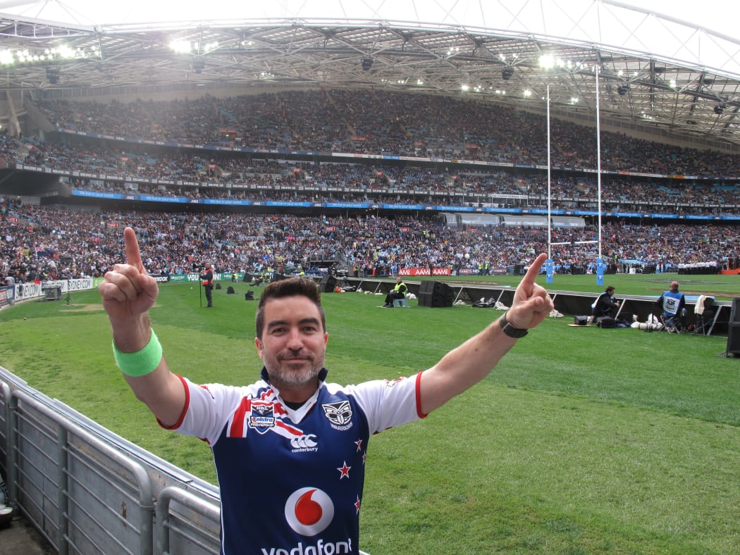 Warriors mega-fan Dai Henwood at the 2011 Grand Final in Sydney.