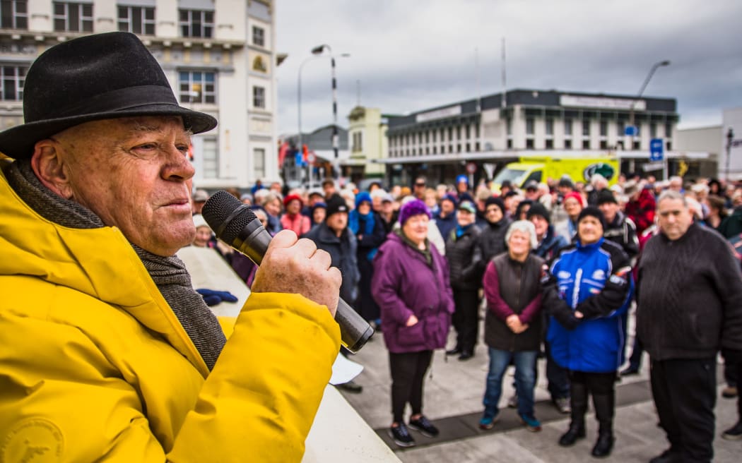 hands around the masterton town hall protest