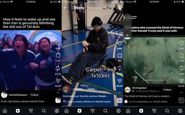 An example of content from the current Middle East war on the social media feed of a New Zealand teenager.