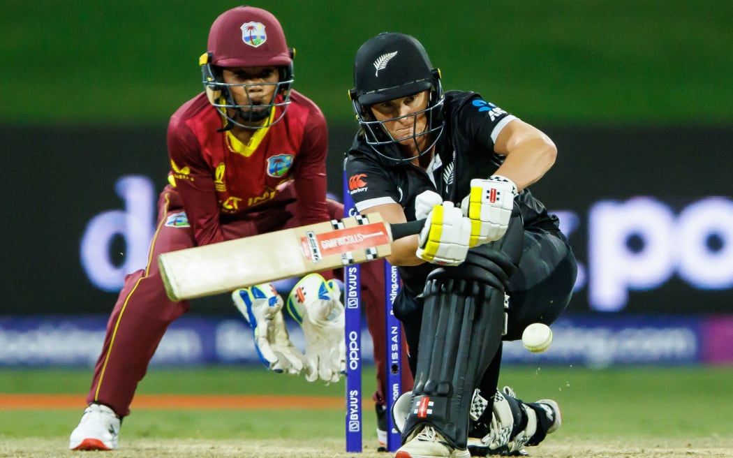 White Ferns Katey Martin batting against the West Indies in the 2022 World Cup.