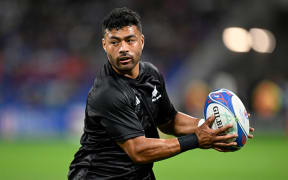 Richie Mo'unga  of New Zealand during warm ups. Rugby World Cup France 2023, New Zealand All Blacks v Italy, Pool A match at  OL Stadium, Lyon, France on Friday 29 September 2023. Mandatory credit: Andrew Cornaga / www.photosport.nz