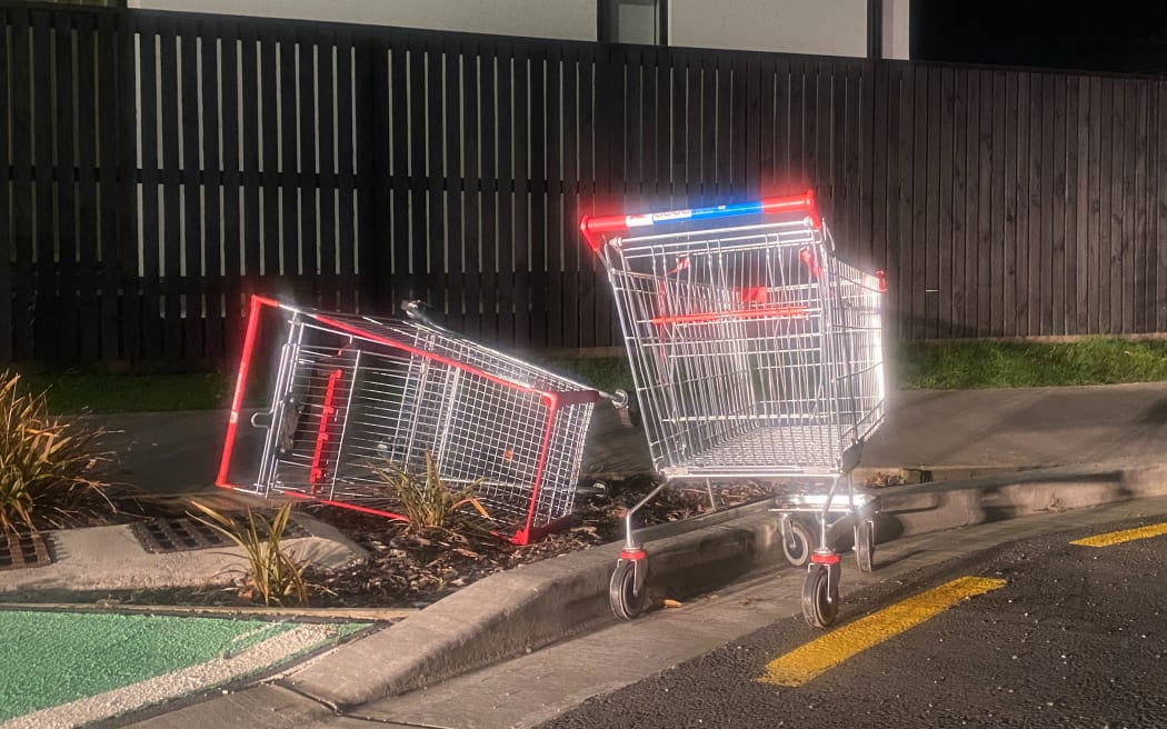 Trolleys abandoned in Christchurch suburb of Riccarton.
