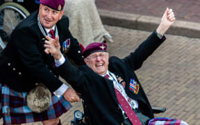 A WWII happy veteran is seen arriving to the 75th anniversary of the Battle of Arnhem ceremony, in Arnhem on September 20th, 2019.