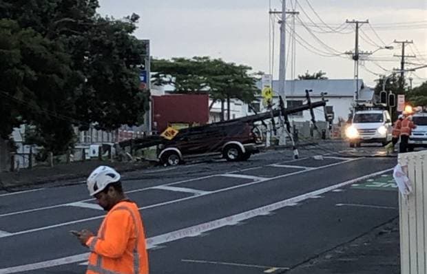 A vehicle has crashed into a power pole in Sandringham taking out power to the area.