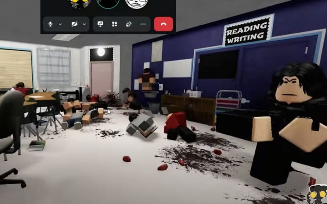 Roblox game re-enacting a school shooting.