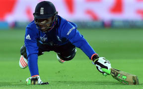 England batsman Chris Jordan is run-out.