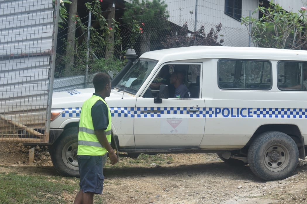 Police at the site of Sunday's explosion
