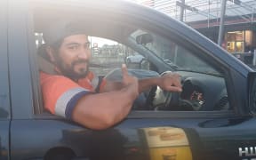 Hemi Rangi getting his McDonald's fix.