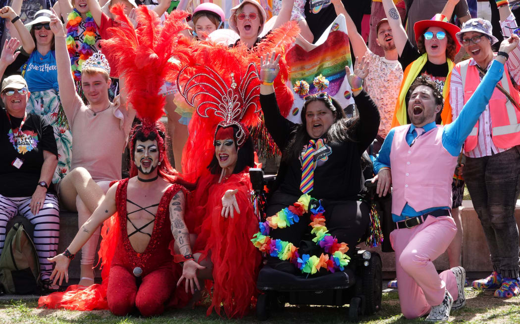 Gayla MCs Hugo Grrrl and Kerry Berry, from left, with Kayela Benseman and organiser Cory Fernmoor.