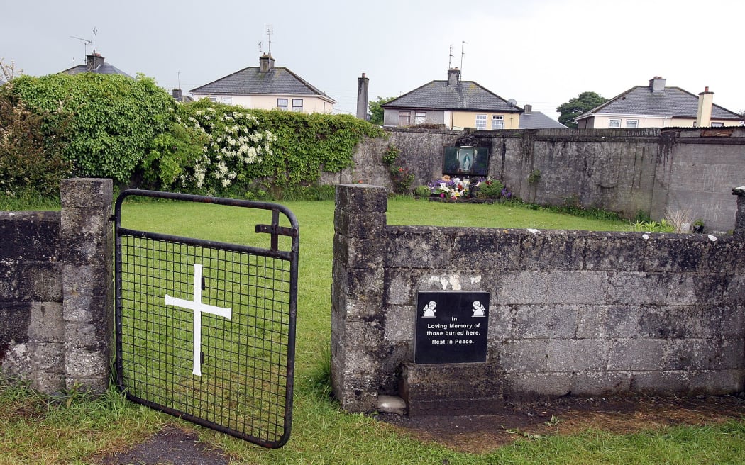 a shrine in Tuam, County Galway on June 9, 2014, erected in memory of up to 800 children who were allegedly buried at the site of the former home for unmarried mothers run by nuns.