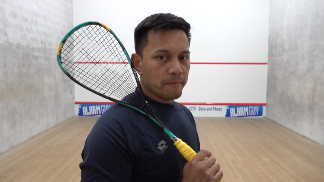 Onesome Old, representing Samoa in squash at the Pacific Games in Samoa.