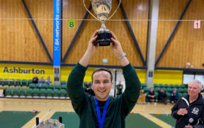 Matthew Farquhar won the open singles title at Indoor Bowling Nationals in Ashburton.