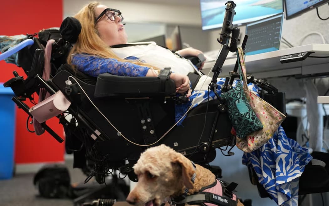Button is Eleanor's assistance dog.