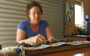 Student Caroline Evans starts her korowai project
