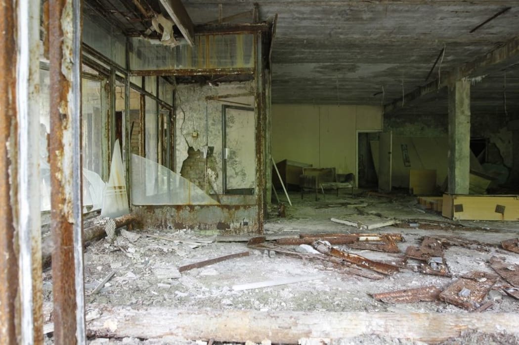 A  view in the abandoned city of Pripyat is seen, near the Chernobyl nuclear power plant, Ukraine, on 7 June 2019.