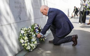 Prime Minister Christopher Luxon lays a wreath at a memorial ceremony to mark the 13th anniversary of Christchurch's deadly 2011 earthquake.