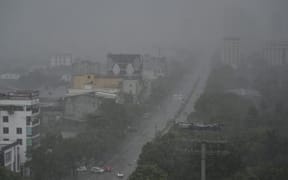 Downpours in Vinh city, Nghe An province, on 25 August, 2025, before Typhoon Kajiki makes landfall in Vietnam.