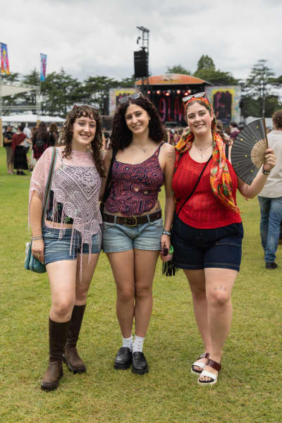 Rata Petherick, Gizelle Paige and Sophia Barclay at Laneway Festival, Western Springs, on 5 February, 2026.