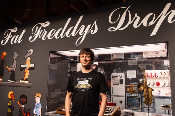 Ian Wards at the Fat Freddy's Drop exhibition at Wellington Museum