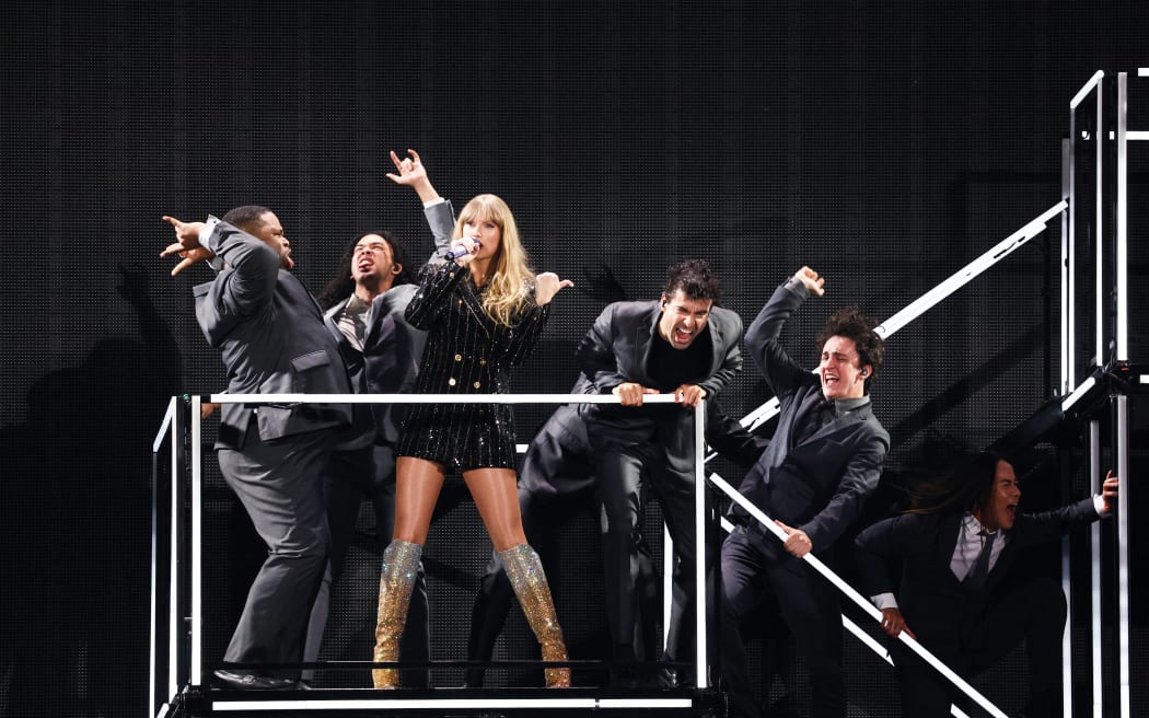 US singer Taylor Swift performs on stage during a concert as part of her Eras World Tour in Sydney on February 23, 2024. (Photo by DAVID GRAY / AFP)