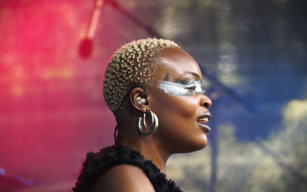 Angolan-Portuguese Kuduro musician Pongo performing at WOMAD in New Plymouth on 17 March, 2024.
