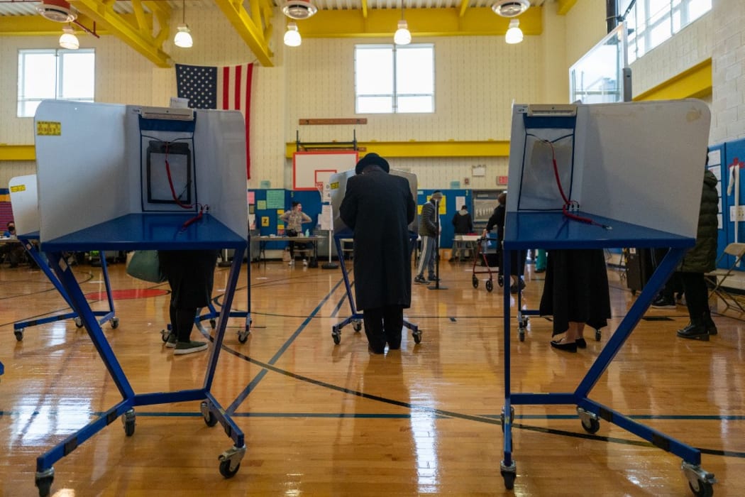 NEW YORK, NY - NOVEMBER 03: A voter fills out their ballot at Public School 160on November 3, 2020 in the Brooklyn borough of New York City.