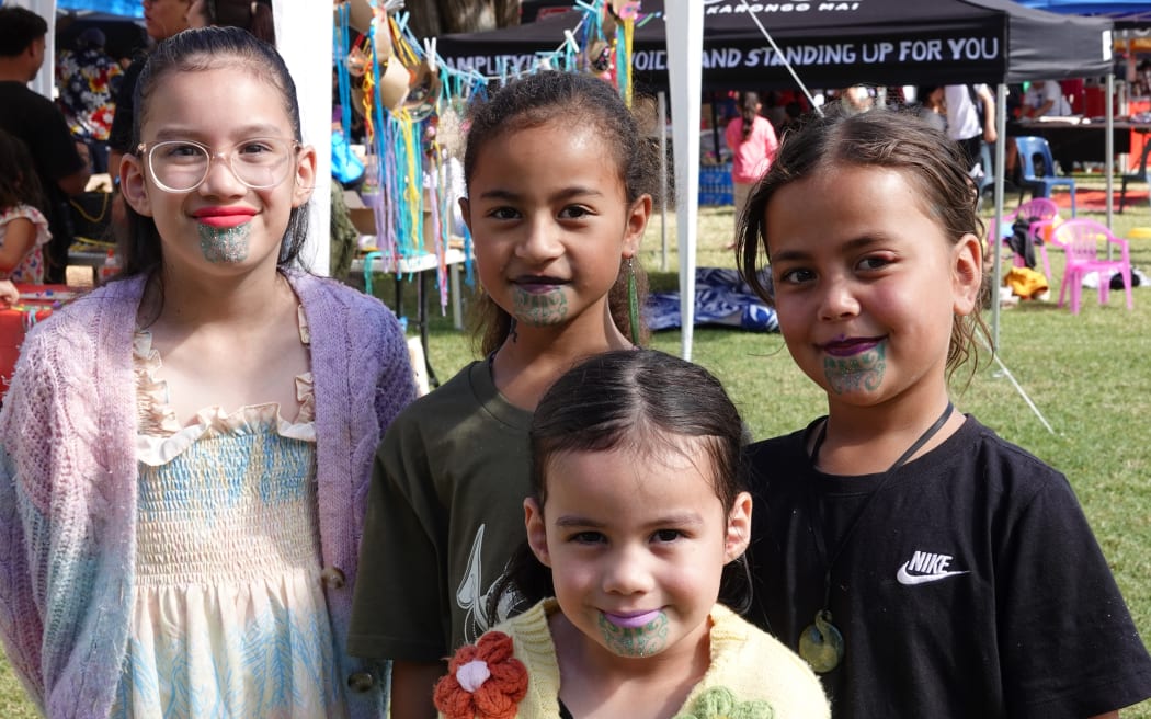 Moko kauae, with glitter, were a hit with the kids.