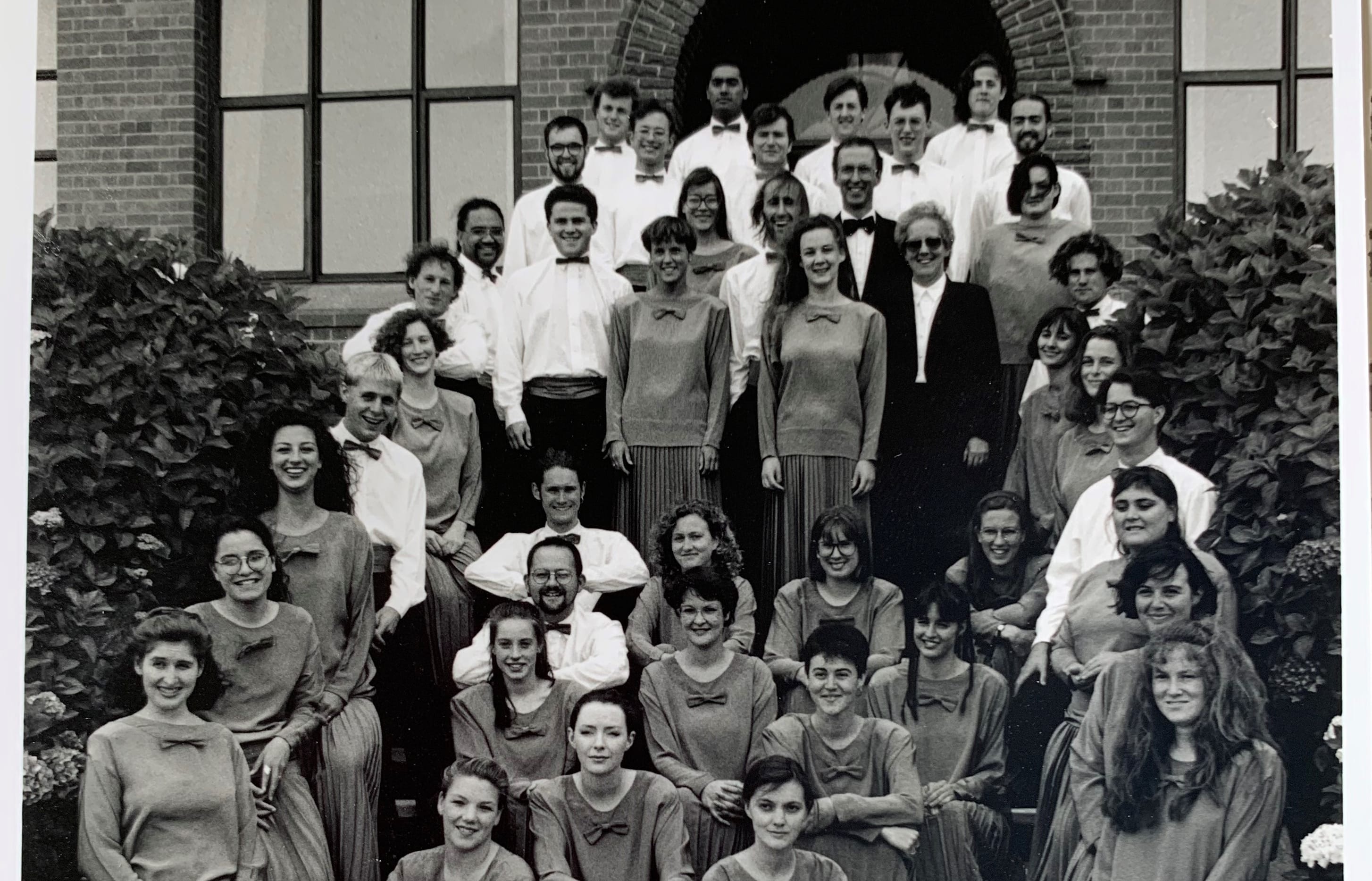 Hilary Barry (centre) with the NZ Youth Choir in 1990