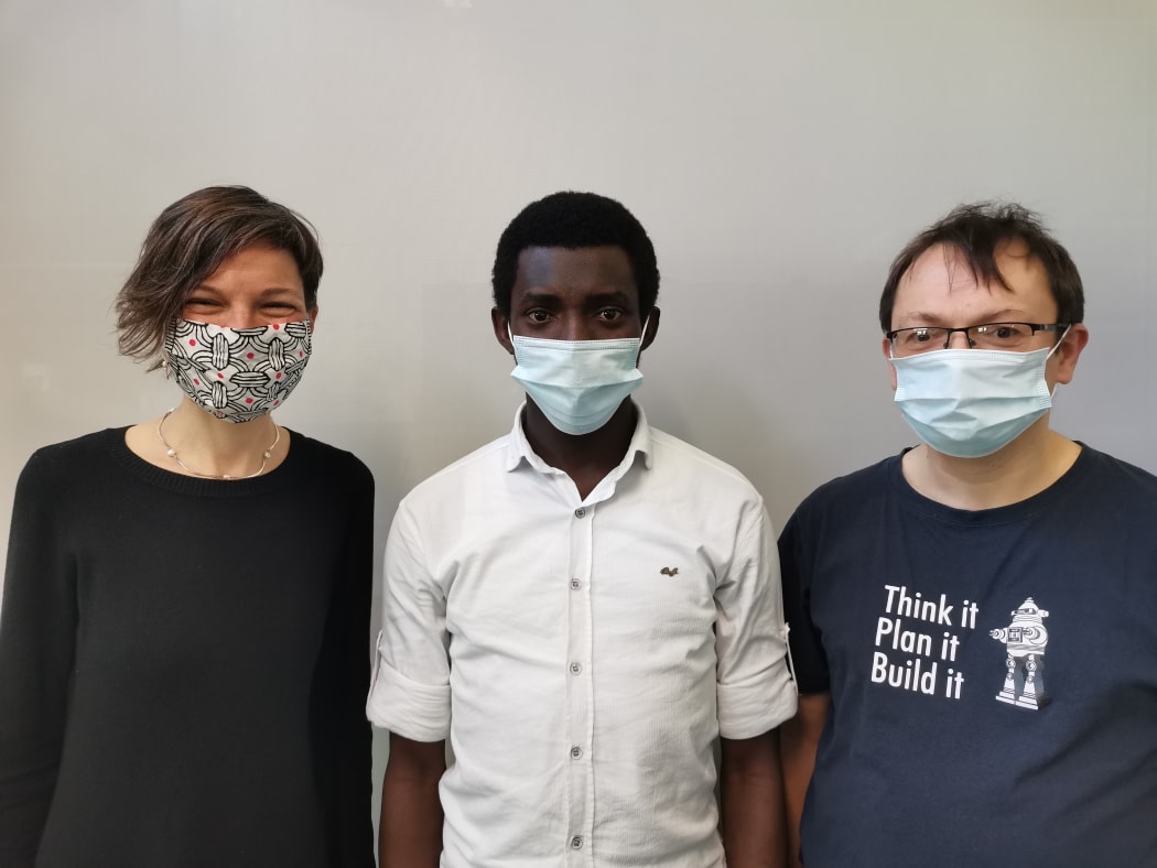 Harisu Abduli Shehu, centre, with Hedwig Eisenbarth & Will Brown.